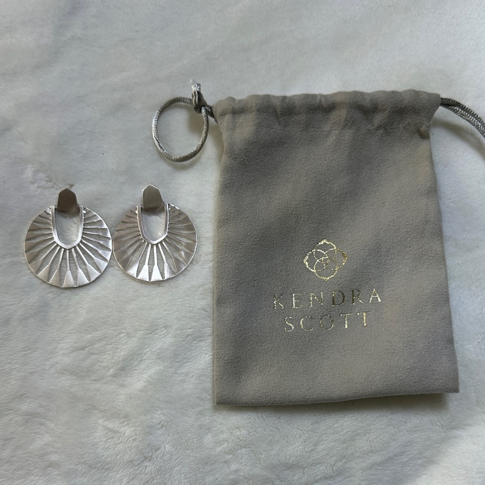 Kendra Scott Silver Art Deco Fan Earrings